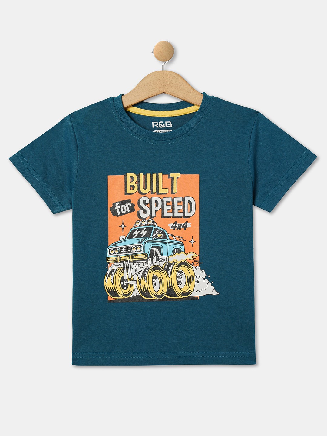 

R&B Boys Graphic Printed Regular Fit Pure Cotton Casual T-shirt, Blue