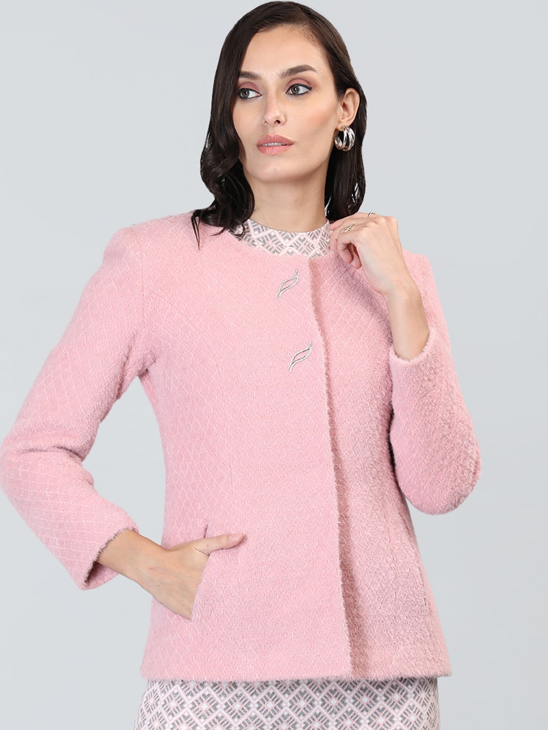 

LURE URBAN Long Sleeves Woollen Overcoat, Pink