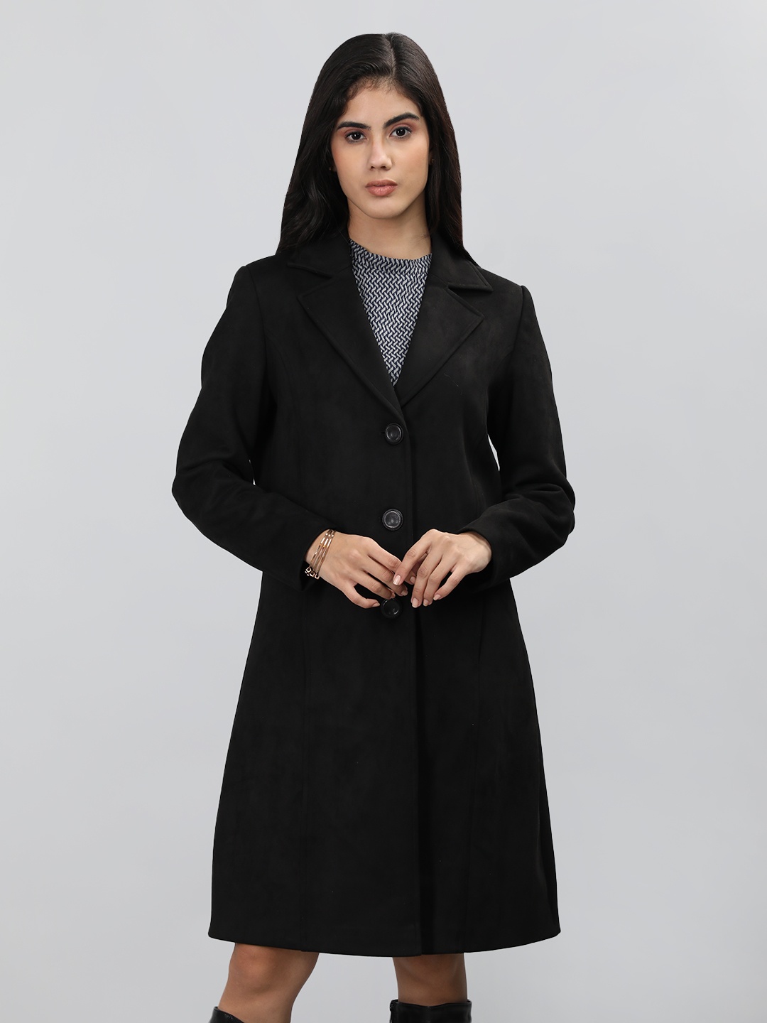 

LURE URBAN Single-Breasted Woollen Overcoat, Black