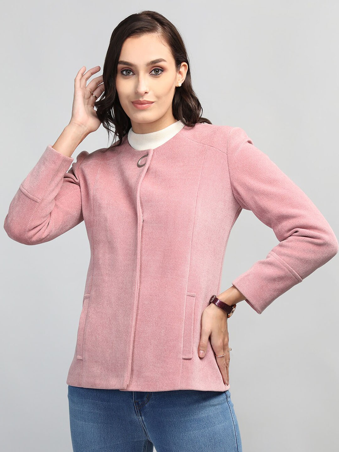 

LURE URBAN Single Breasted Woolen Overcoat, Pink