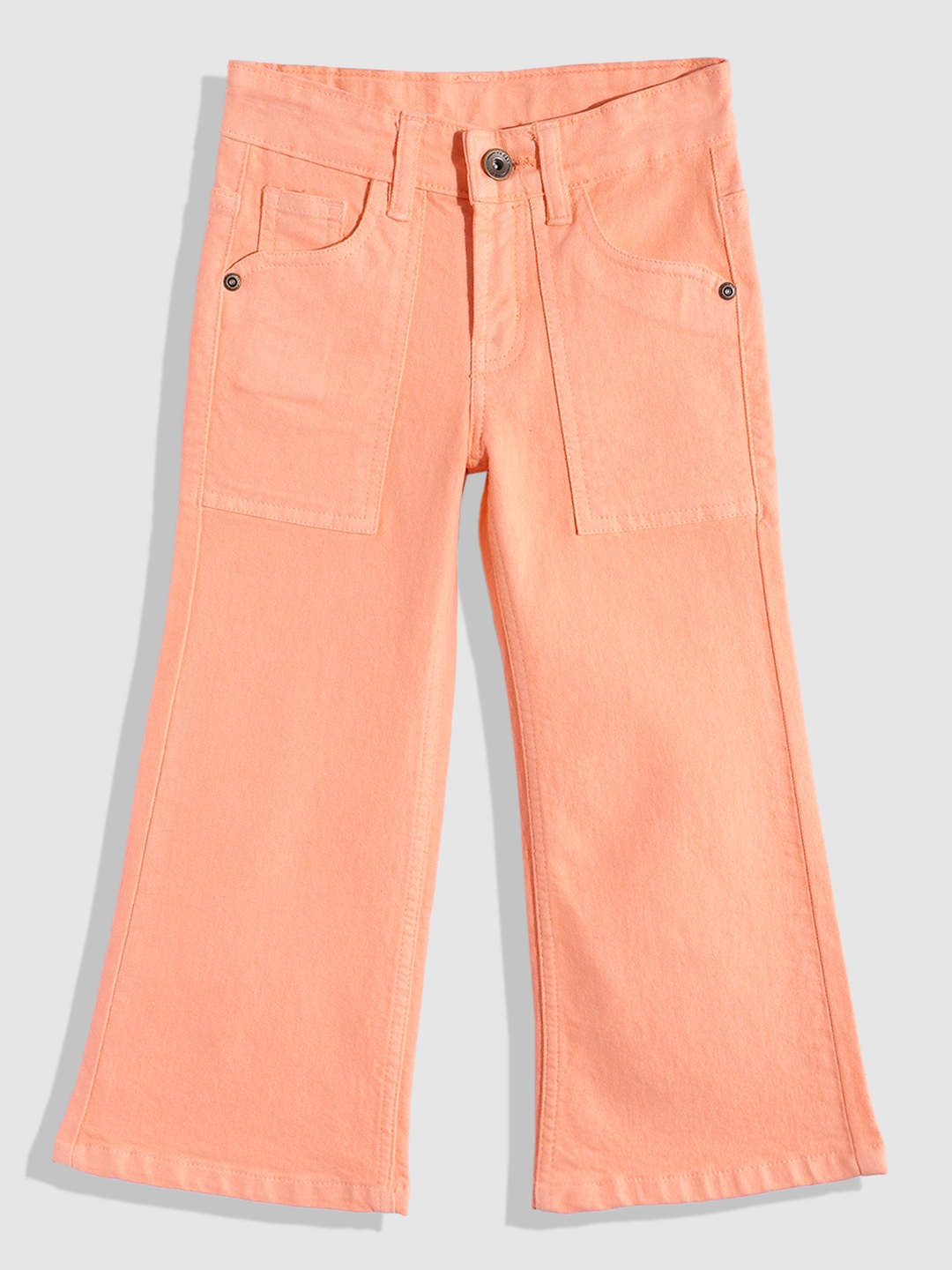 

YK Girls Solid Flared Jeans, Peach