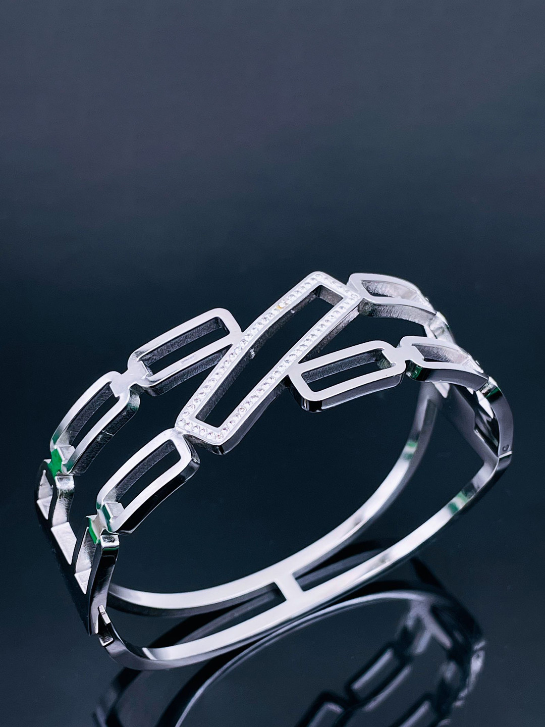 

ZIVOM Silver Plated Stainless Steel Kada Bracelet