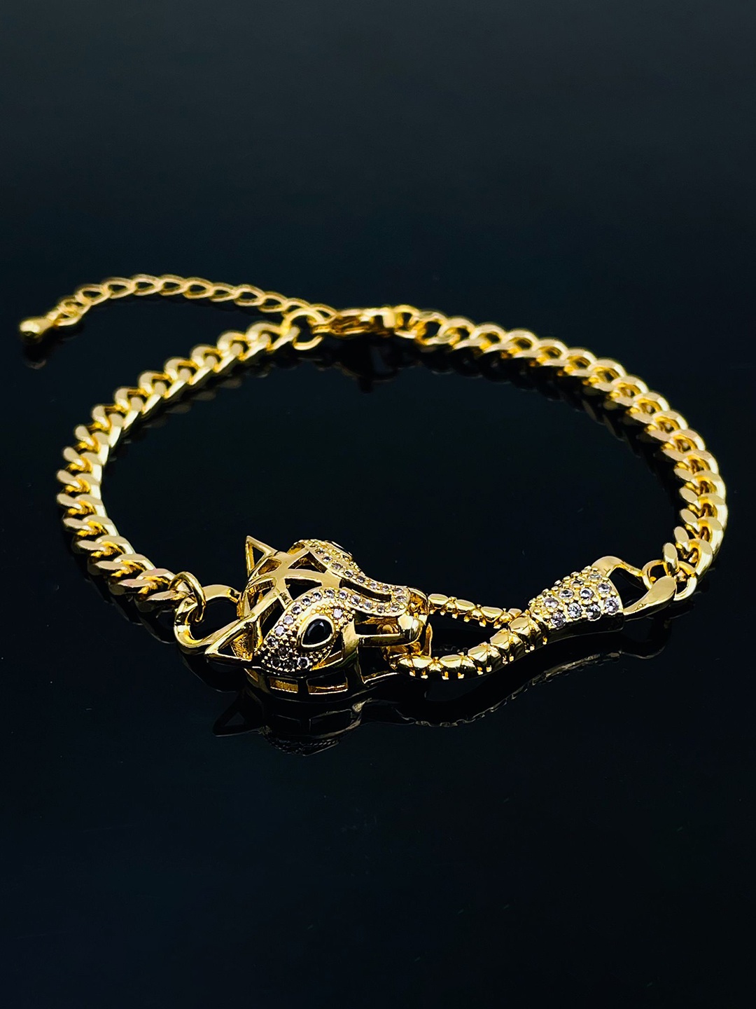 

ZIVOM Brass Cubic Zirconia Gold-Plated Link Bracelet