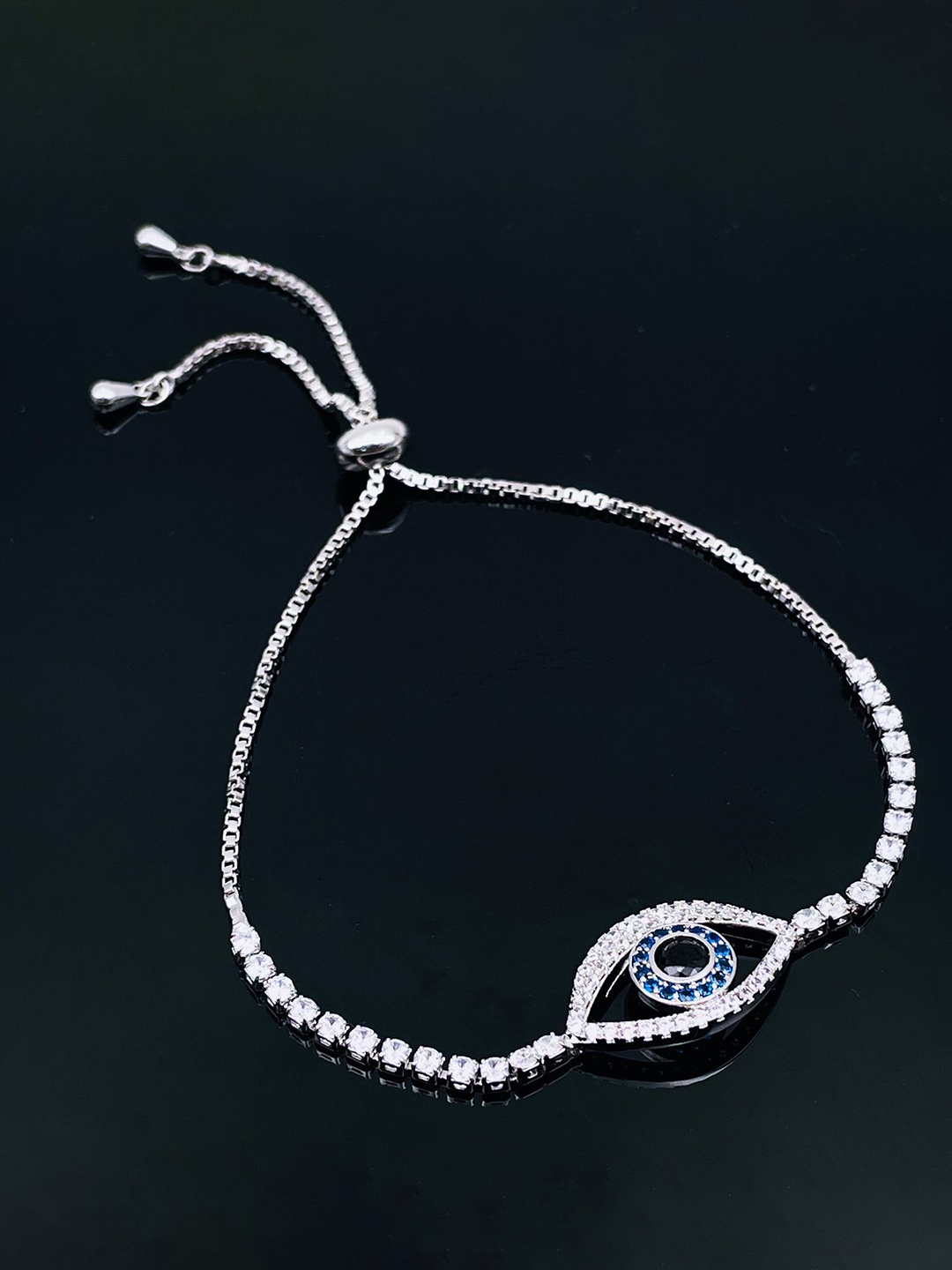

ZIVOM Brass Cubic Zirconia Silver-Plated Charm Bracelet