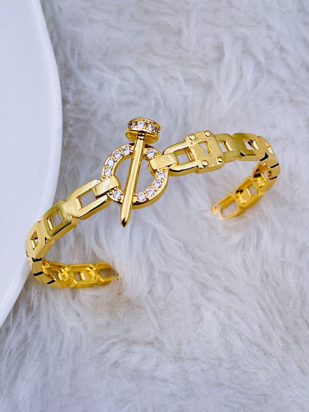 

ZIVOM Gold-Plated Cubic Zirconia Cuff Bracelet
