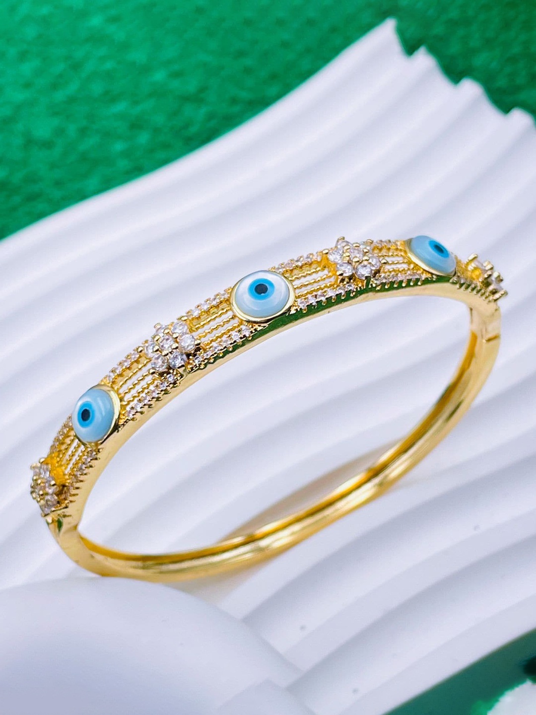 

ZIVOM Gold-Plated Cubic Zirconia Kada Bracelet