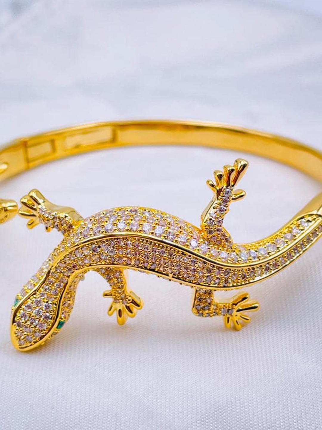 

ZIVOM Cubic Zirconia Gold-Plated Kada Bracelet