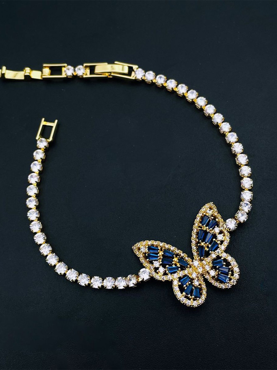 

ZIVOM Cubic Zirconia Gold-Plated Link Bracelet