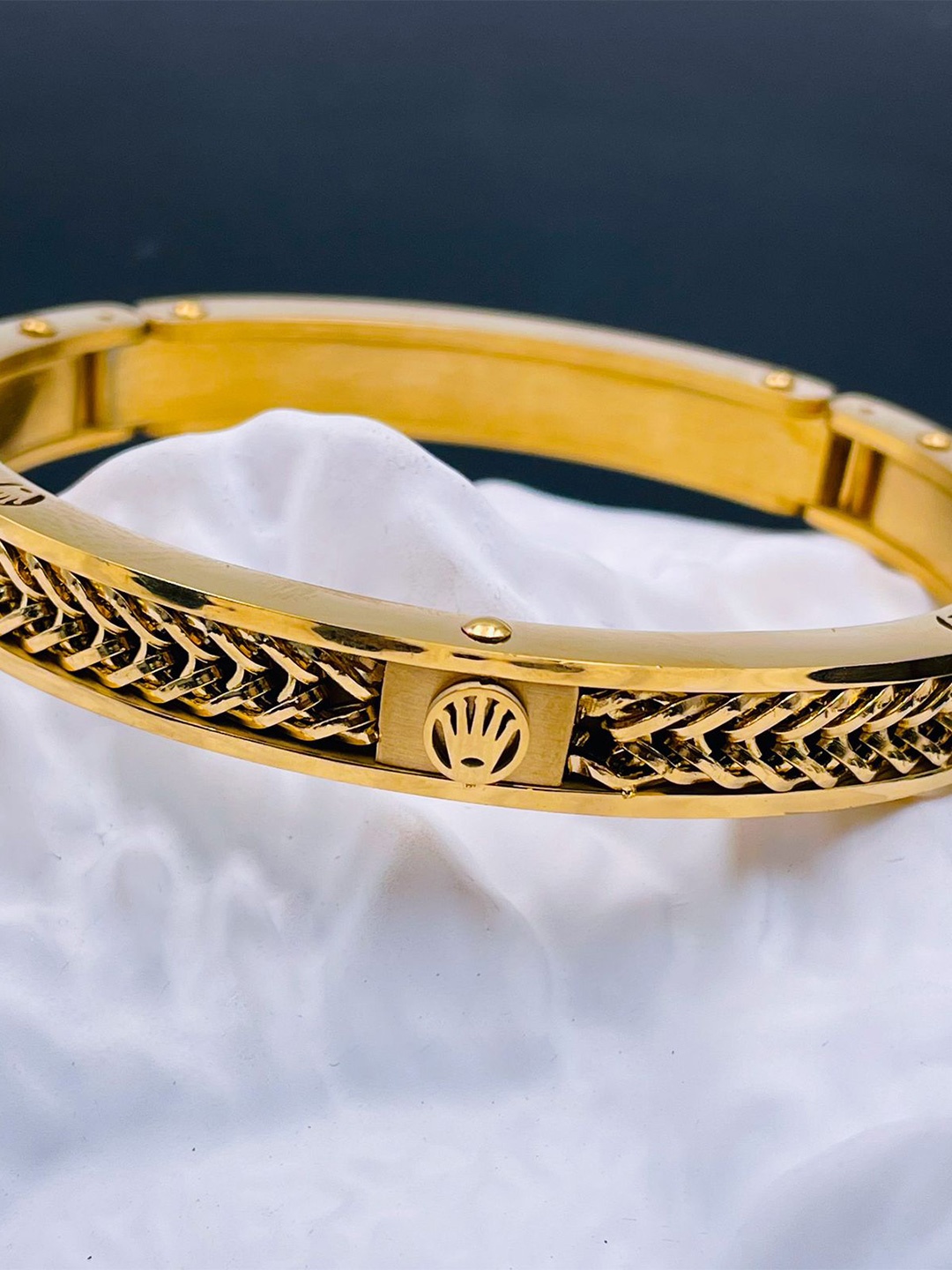 

ZIVOM Men Gold-Plated Kada Bracelet