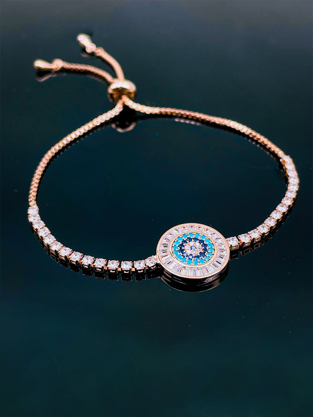 

ZIVOM Rose Gold-Plated Brass Cubic Zirconia-Studded Charm Bracelet