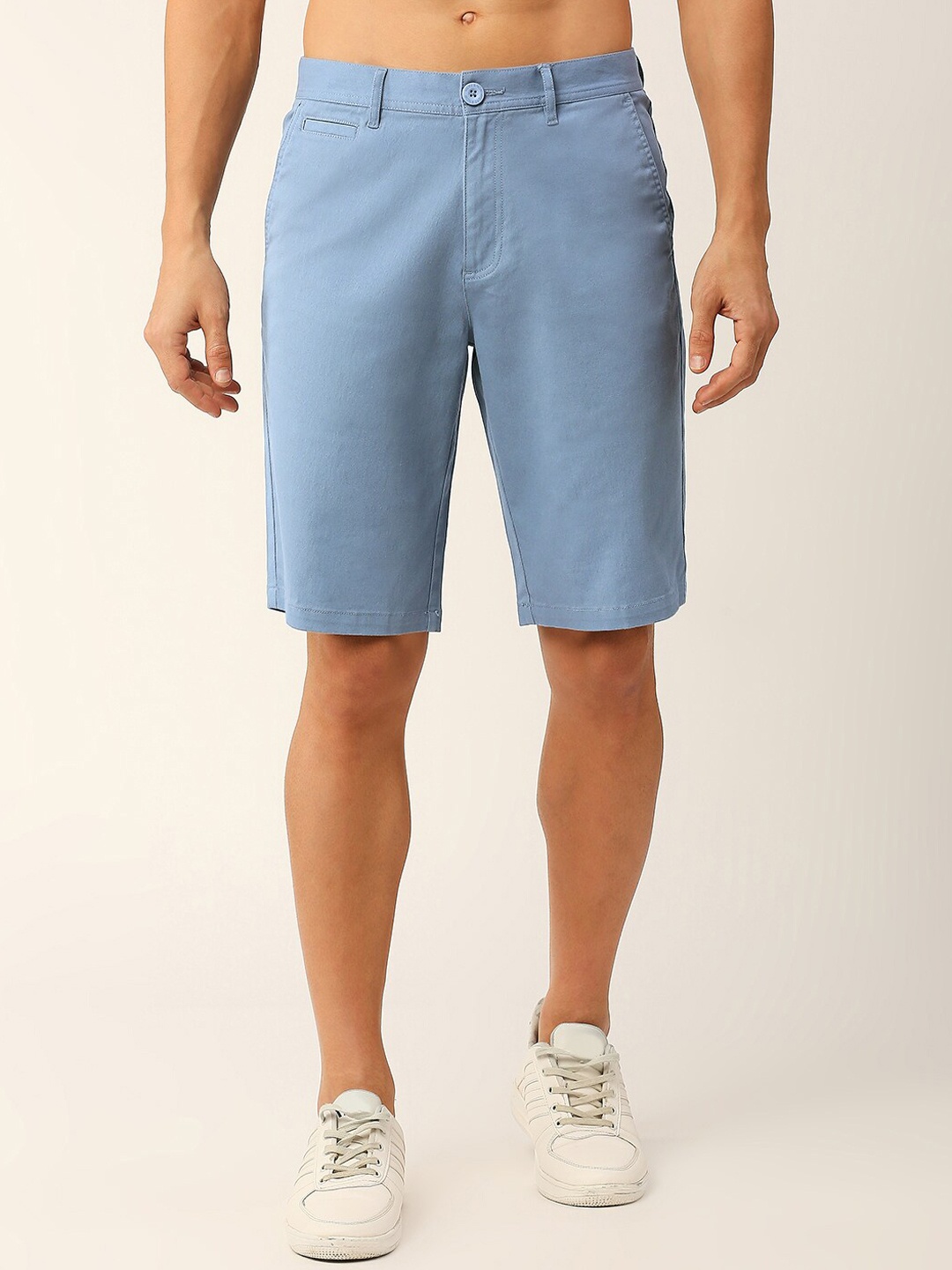 

HERE&NOW Men Mid-Rise Slim Fit Casual Shorts, Blue