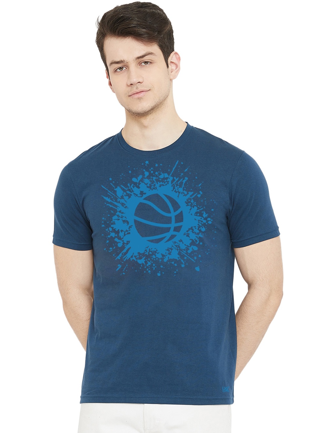 

URKNIT Men Printed Cool Max Pure Cotton T-shirt, Blue