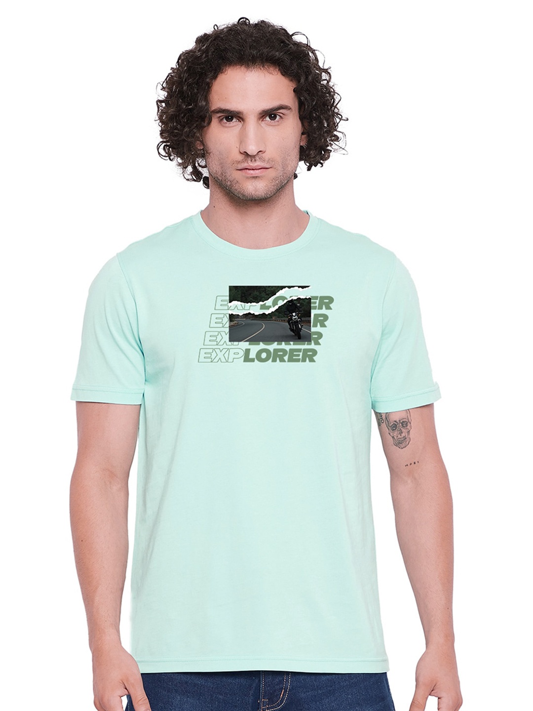 

URKNIT Graphic Printed Pure Cotton Cool Max T-shirt, Sea green