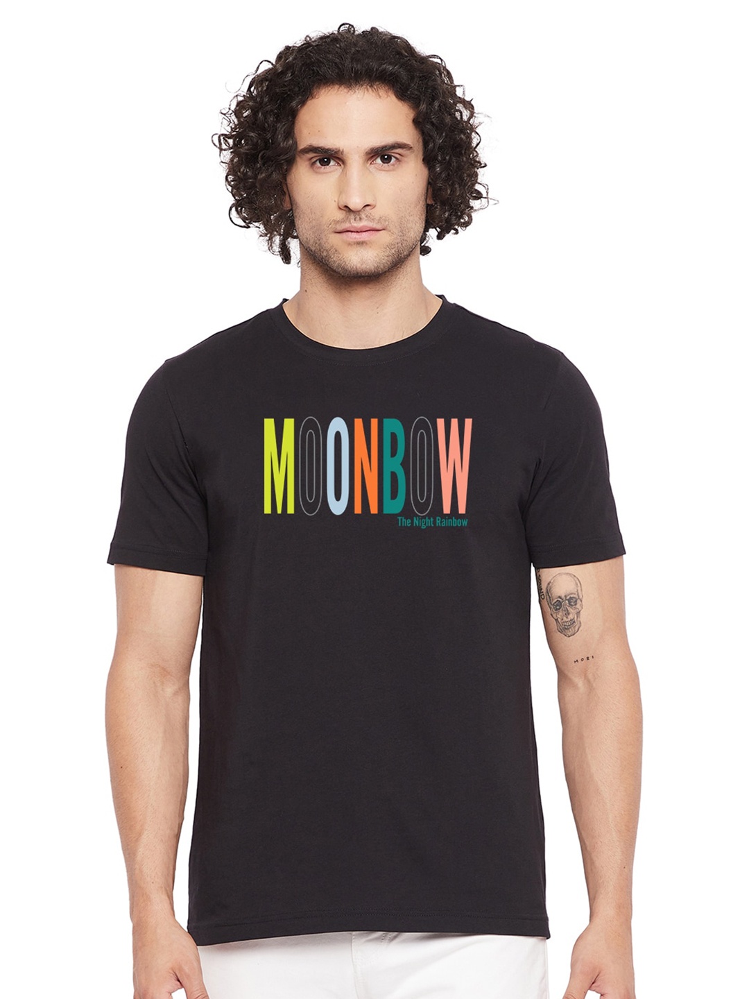 

URKNIT Typography Printed Pure Cotton Cool Max T-shirt, Black