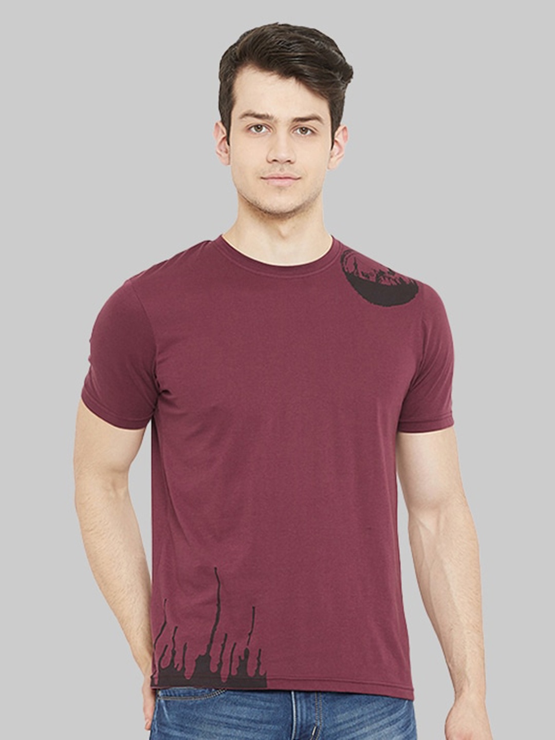 

URKNIT Men Cool Max Regular Fit Pure Cotton Casual T Shirt, Maroon