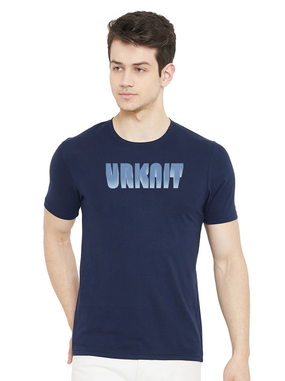 

URKNIT Typography Printed Pure Cotton Cool Max Casual T-shirt, Blue