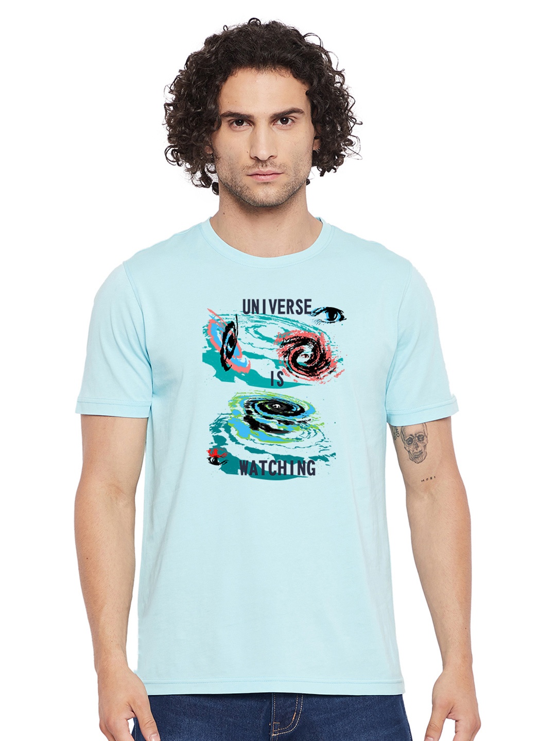 

URKNIT Typography Printed Cool Max Pure Cotton Casual T-shirt, Blue