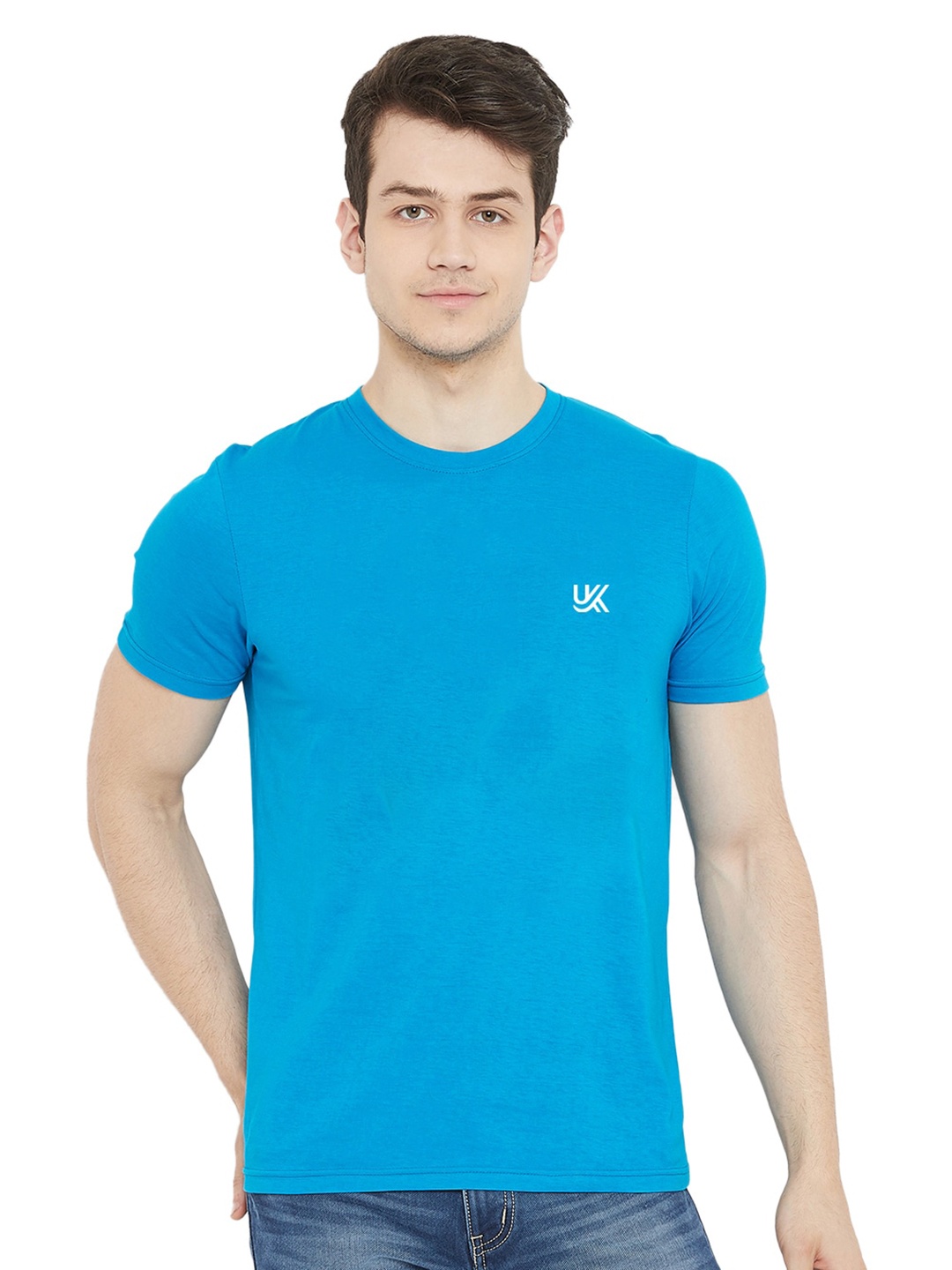 

URKNIT Cool Max Regular Fit Pure Cotton Casual T-shirt, Blue