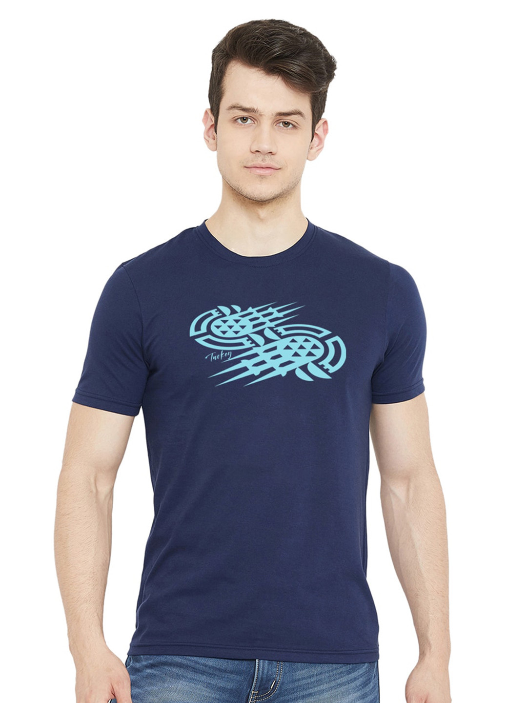 

URKNIT Graphic Printed Cool Max Cotton Regular T-shirt, Blue