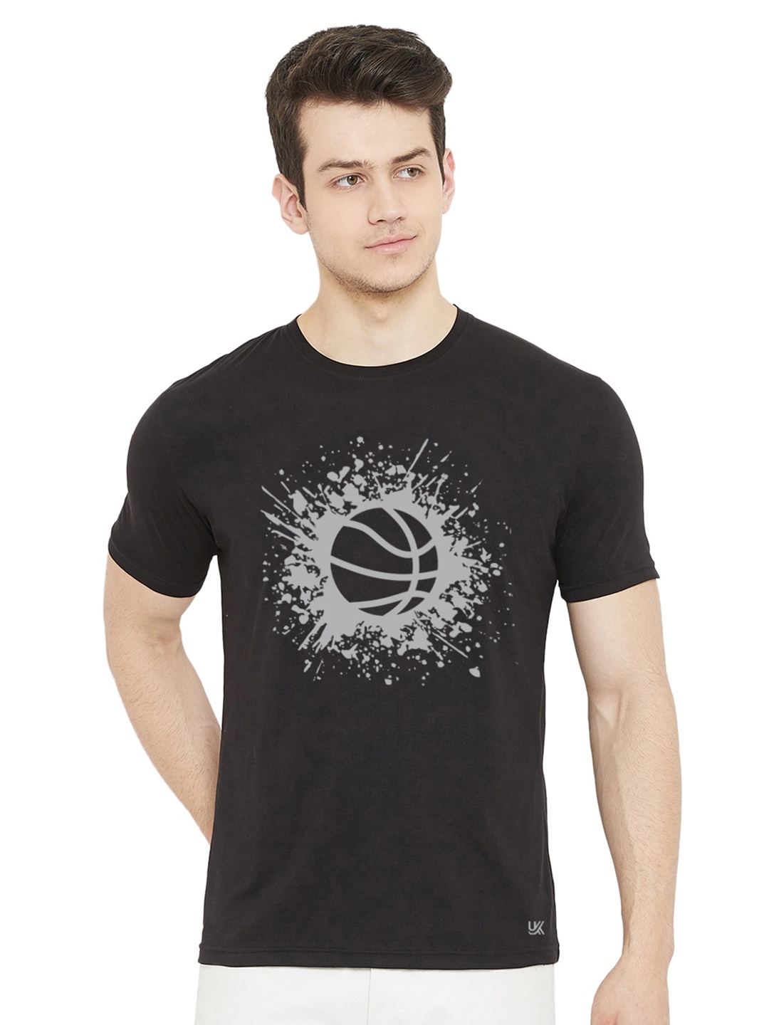 

URKNIT Graphic Printed Cool Max Round Neck Cotton Regular T-shirt, Black