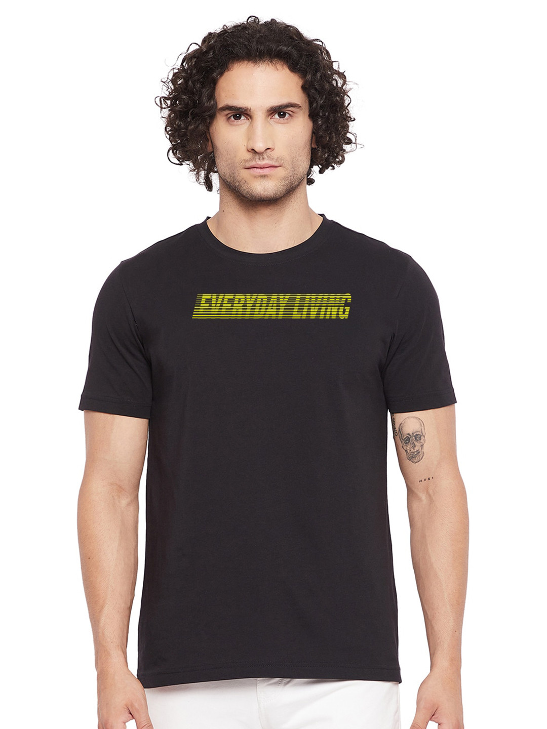 

URKNIT Typography Printed Cool Max Cotton Regular T-shirt, Black