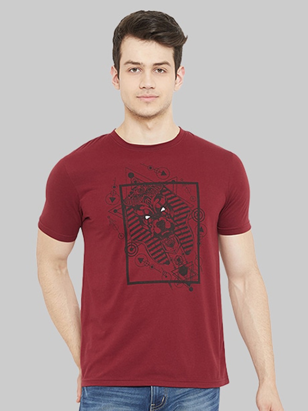 

URKNIT Graphic Printed Cool Max Pure Cotton Regular T-shirt, Maroon