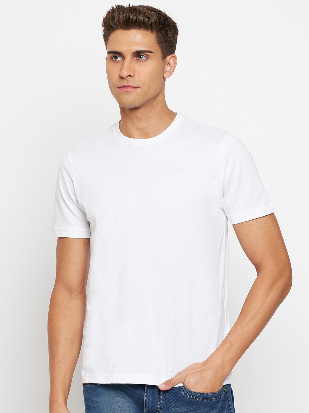 

URKNIT Round Neck Cool Max Pure Cotton Regular T-shirt, White