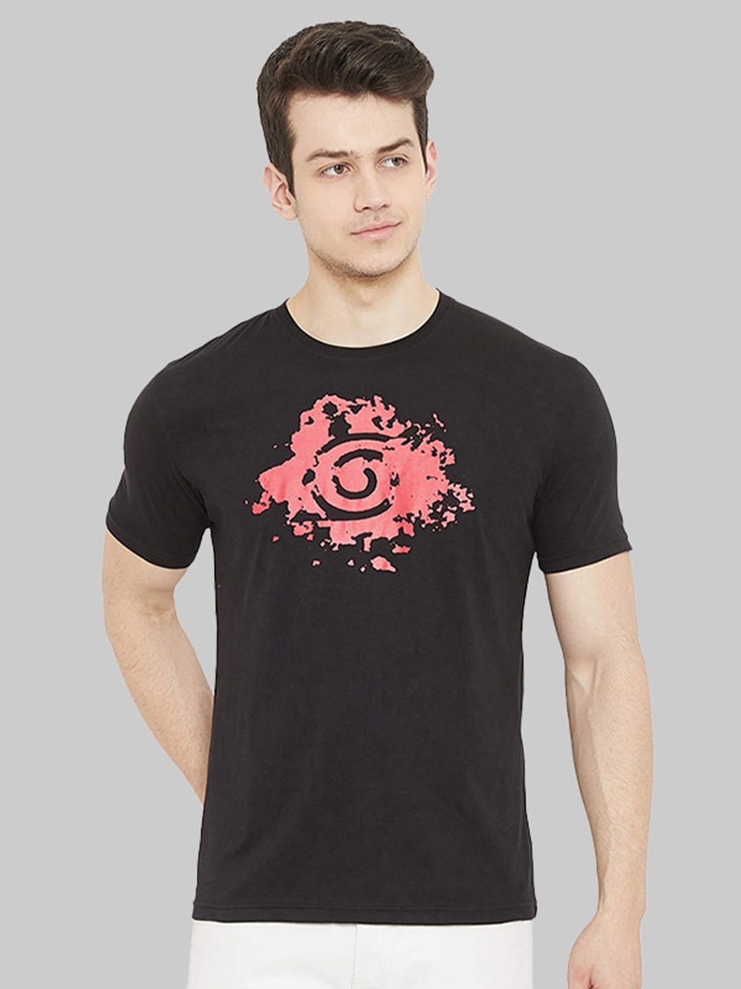 

URKNIT Graphic Printed Cool Max Cotton T-shirt, Black