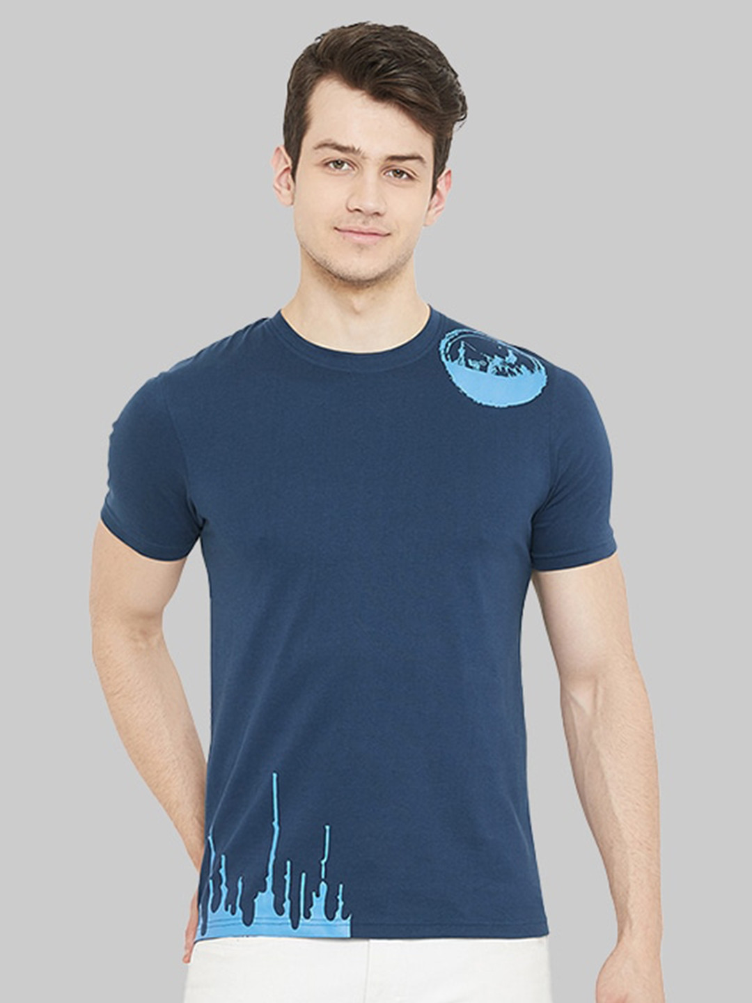 

URKNIT Graphic Printed Cool Max Pure Cotton Casual T-Shirt, Blue