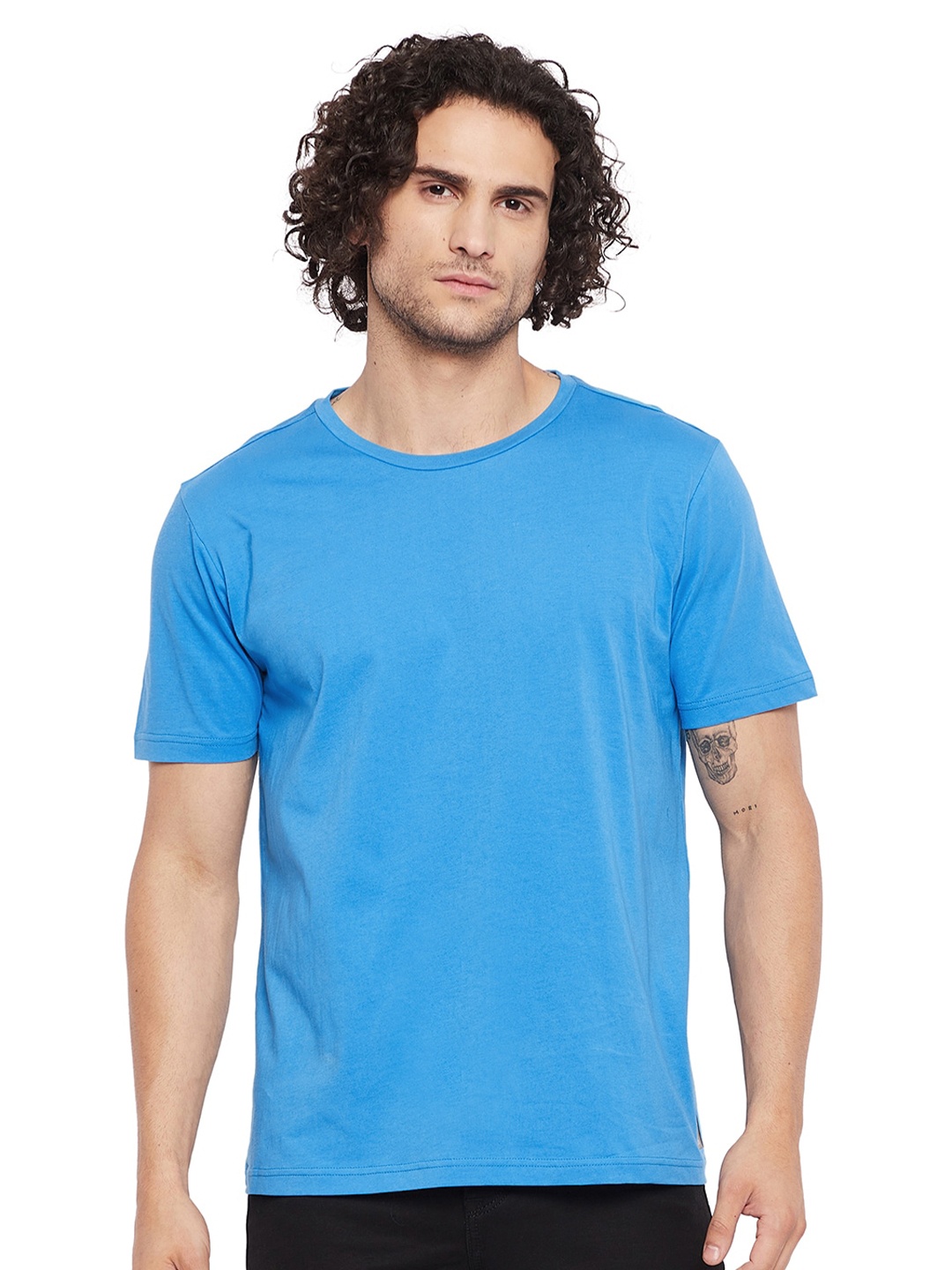 

URKNIT Cool Max Round Neck Regular Fit Cotton Casual T-Shirt, Blue