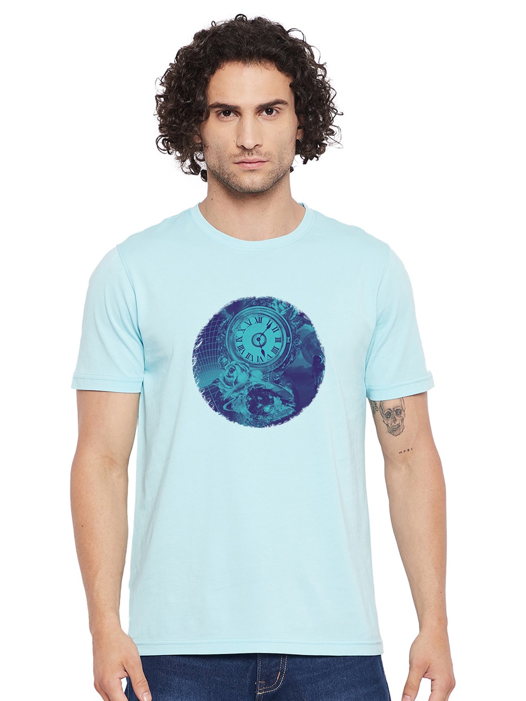 

URKNIT Cool Max Graphic Printed Round Neck Regular Fit Cotton Casual T-Shirt, Blue