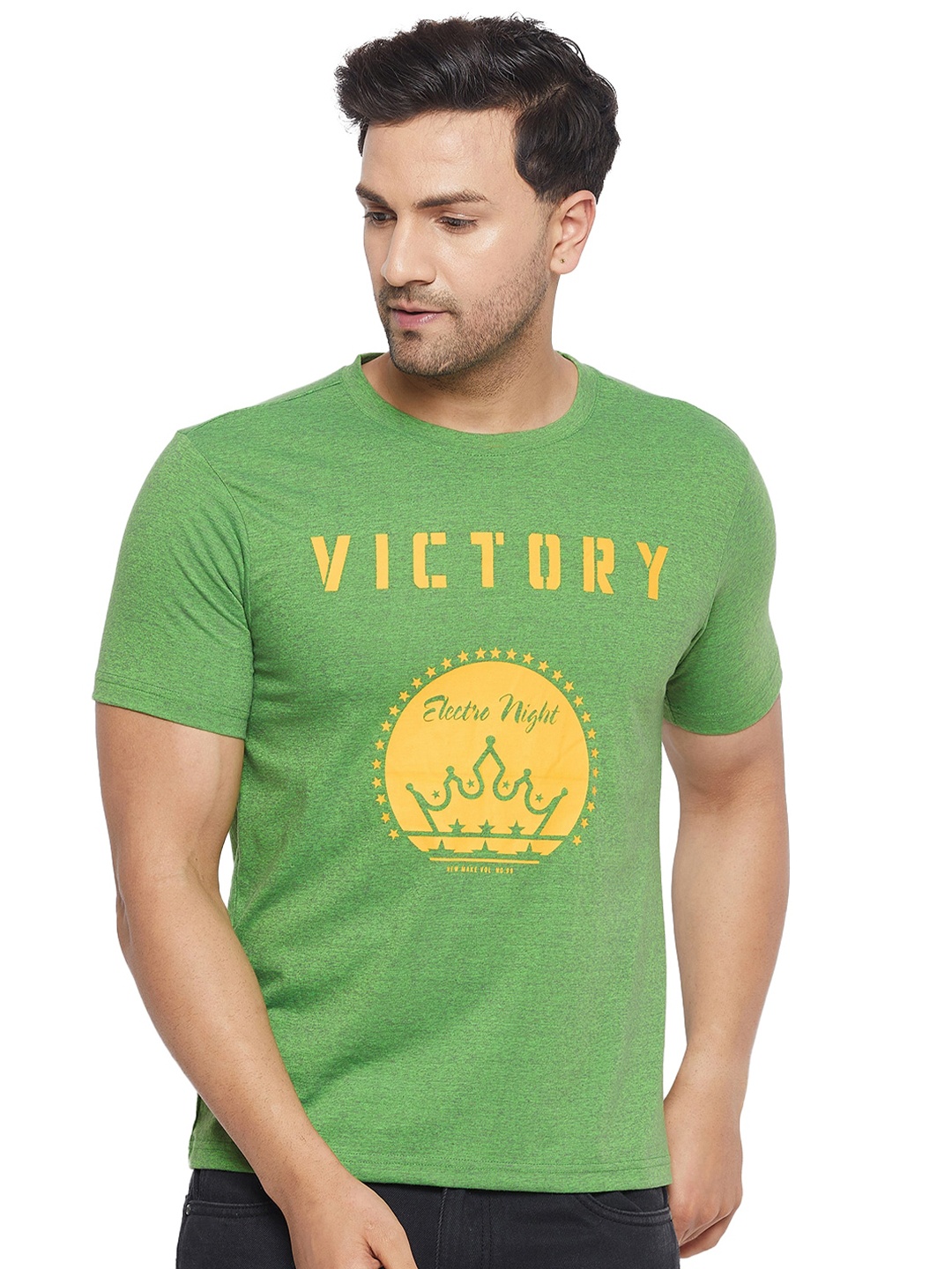 

URKNIT Cool Max Typography Round Neck Regular Fit Cotton Casual T-Shirt, Green
