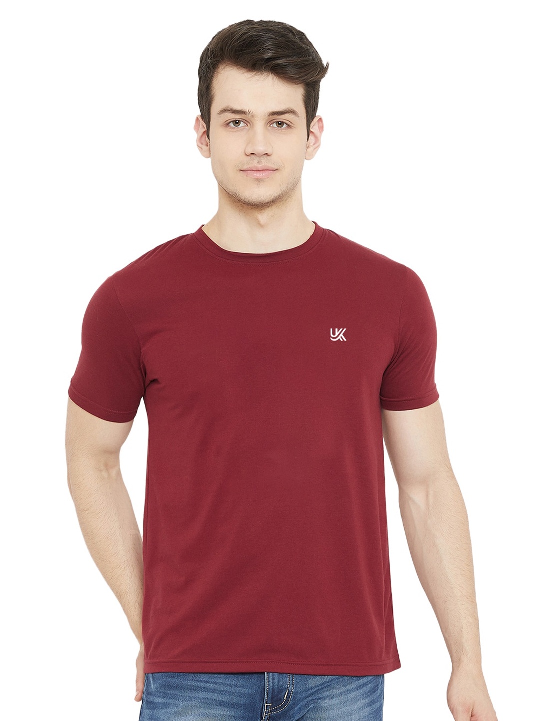 

URKNIT Cool Max Round Neck Regular Fit Cotton Casual T-Shirt, Maroon