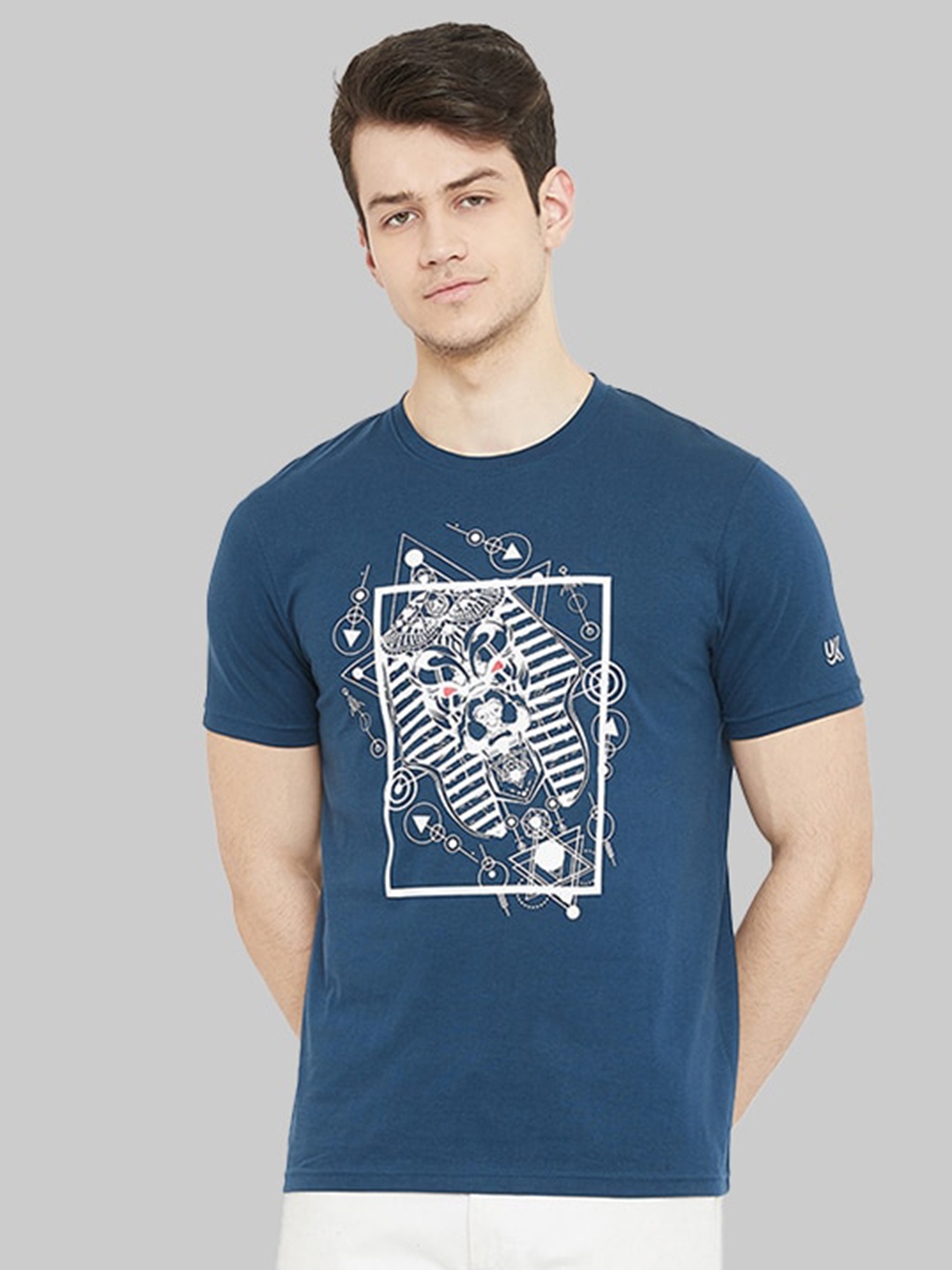 

URKNIT Graphic Printed Cool Max Pure Cotton T-shirt, Blue