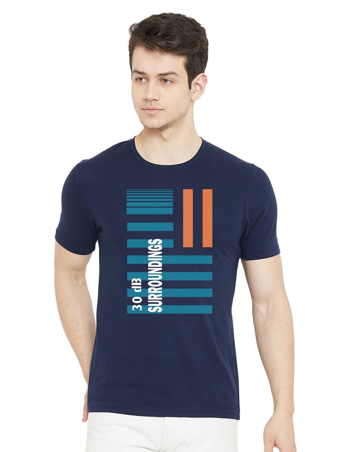 

URKNIT Typography Printed Cool Max Pure Cotton T-shirt, Blue