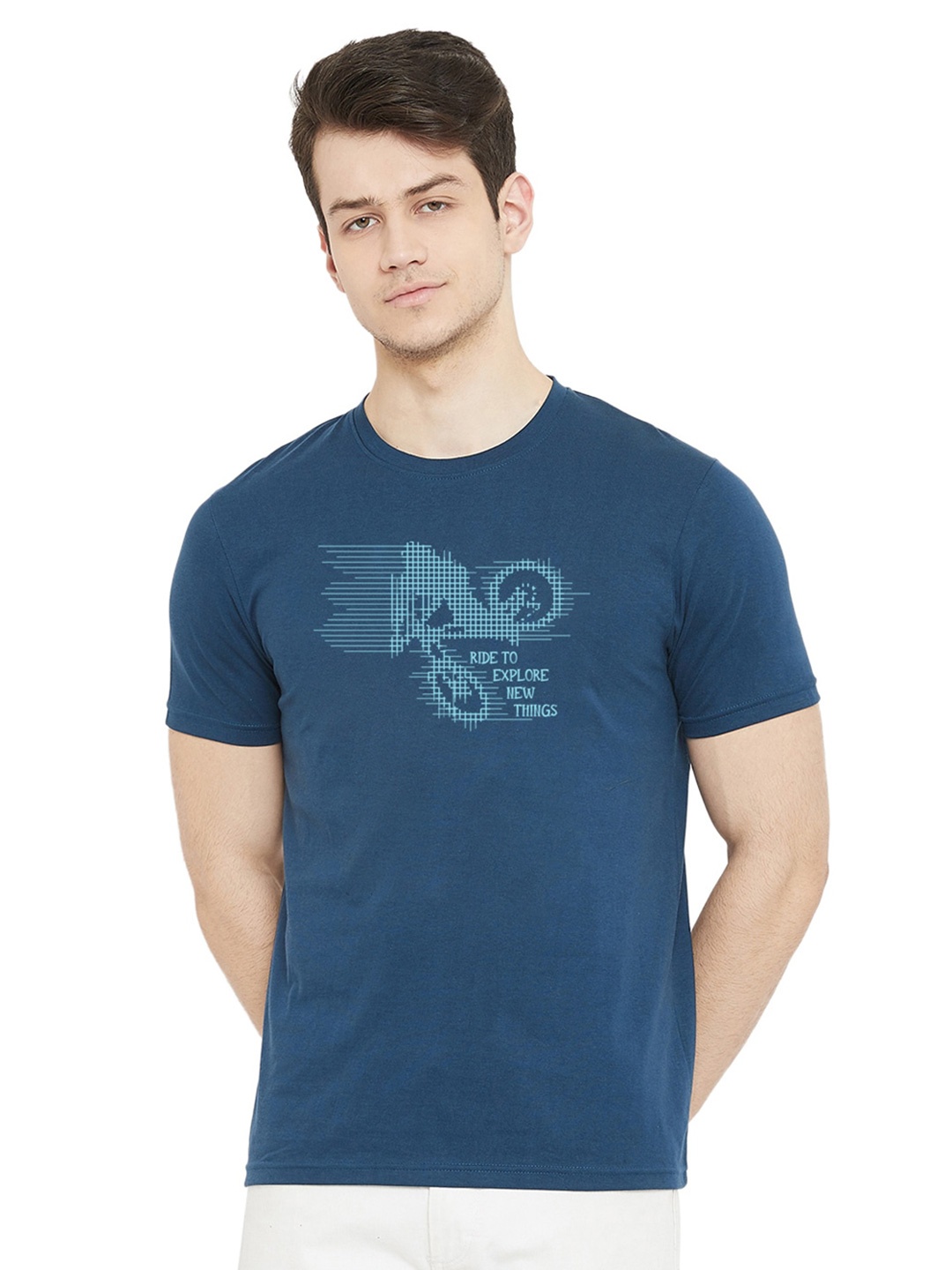 

URKNIT Graphics Printed Cool Max Pure Cotton T-shirt, Blue