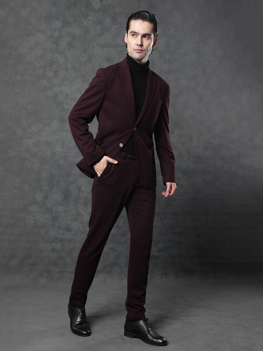 

RARE RABBIT Slim-Fit Single-Breasted Casual Blazer, Maroon