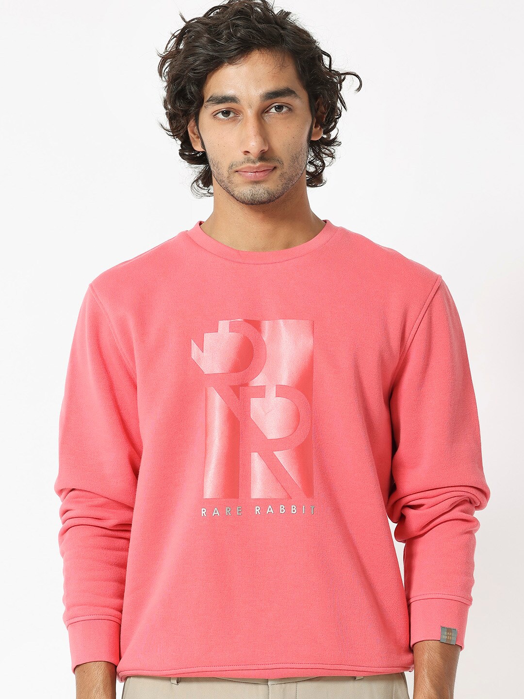 

RARE RABBIT Men Depth Brand Logo Printed Sweatshirt, Red