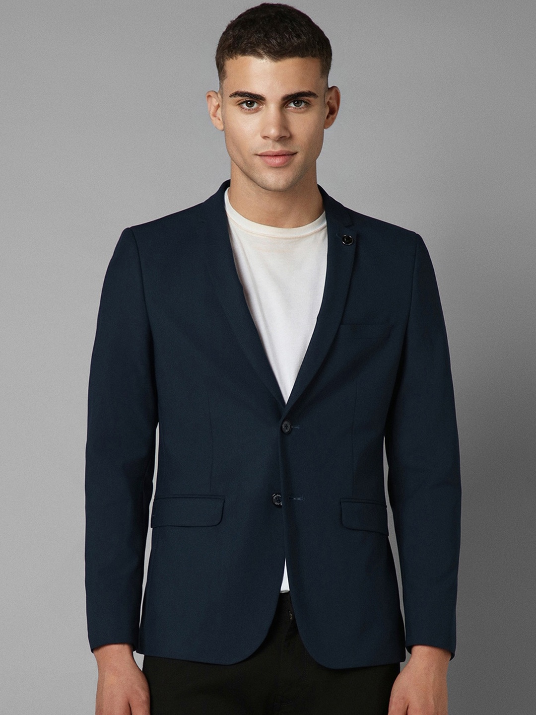 

Allen Solly Notched Lapel Collar Slim Fit Single-Breasted Blazer, Navy blue