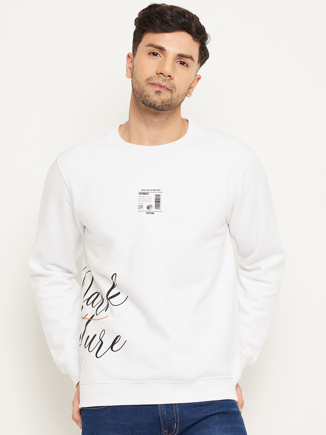 

Club York Typography Printed Fleece Pullover Sweatshirt, White