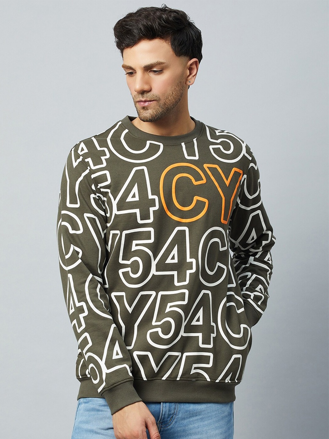 

Club York Typography Printed Fleece Pullover Sweatshirt, Olive