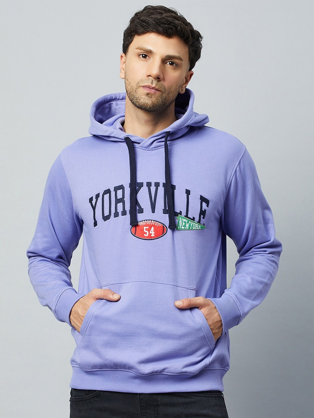 

Club York Typography Printed Hooded Fleece Sweatshirt, Purple