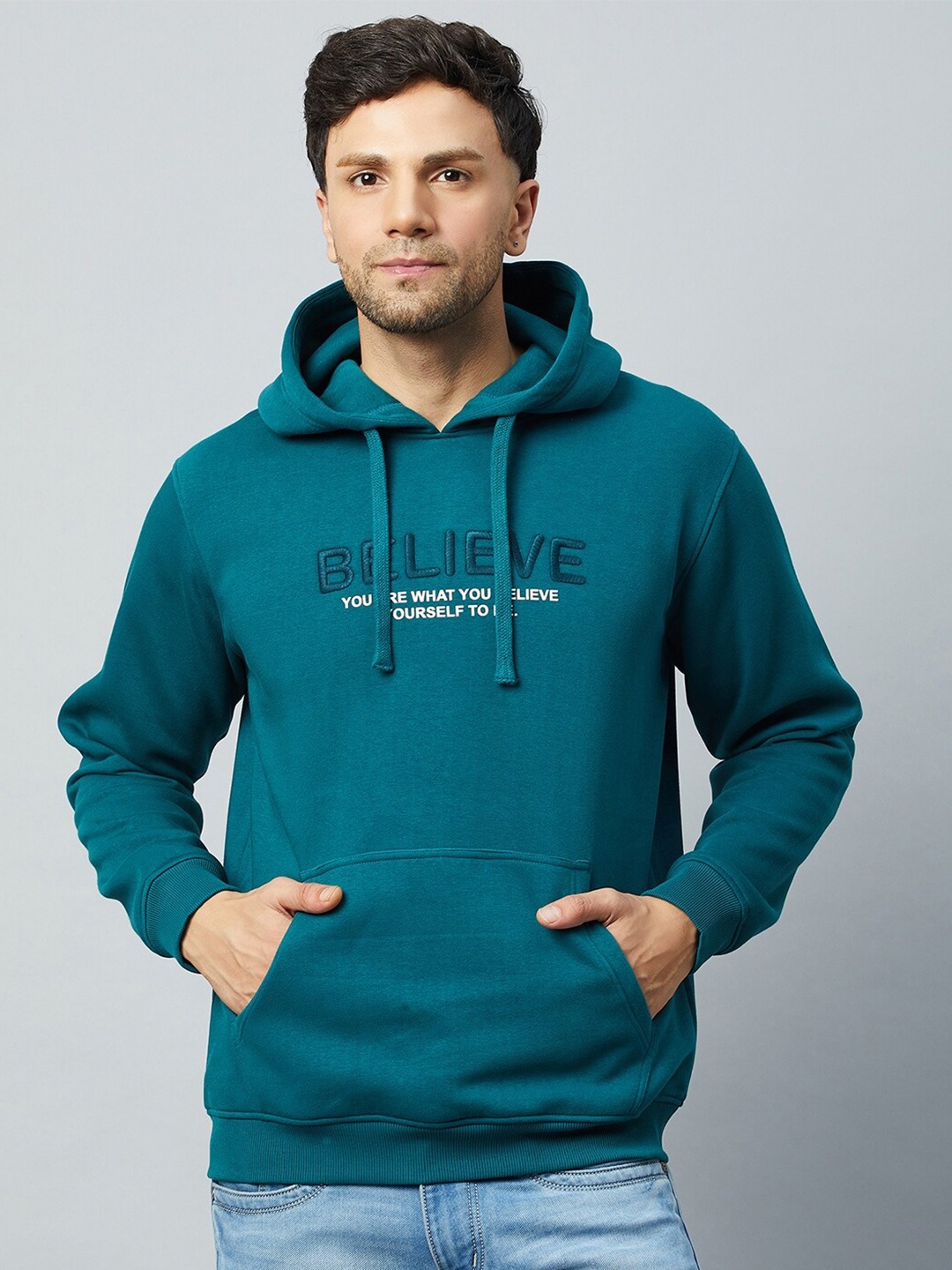 

Club York Typography Printed Hooded Fleece Sweatshirt, Teal