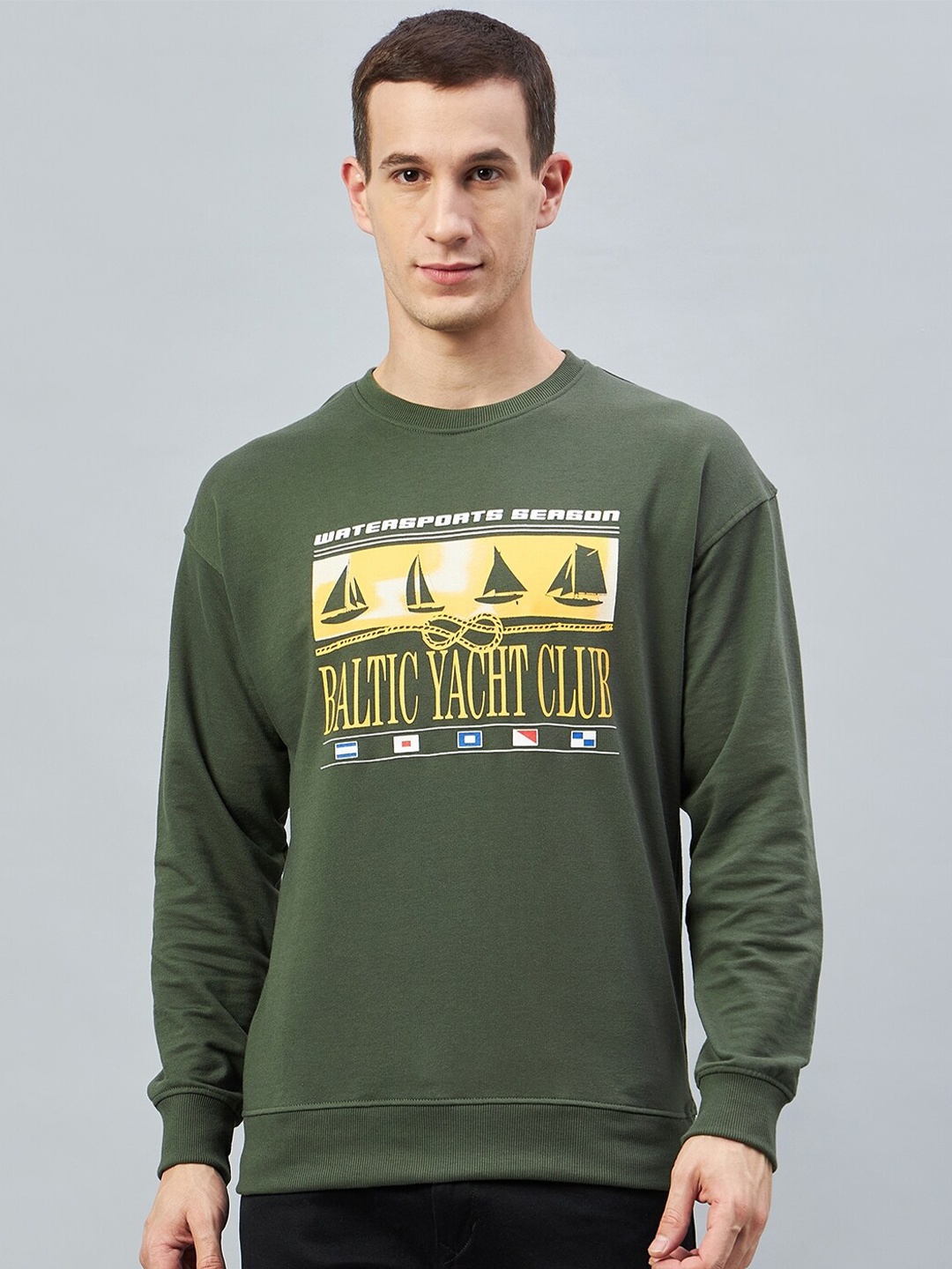

Club York Typography Printed Cotton Sweatshirt, Olive