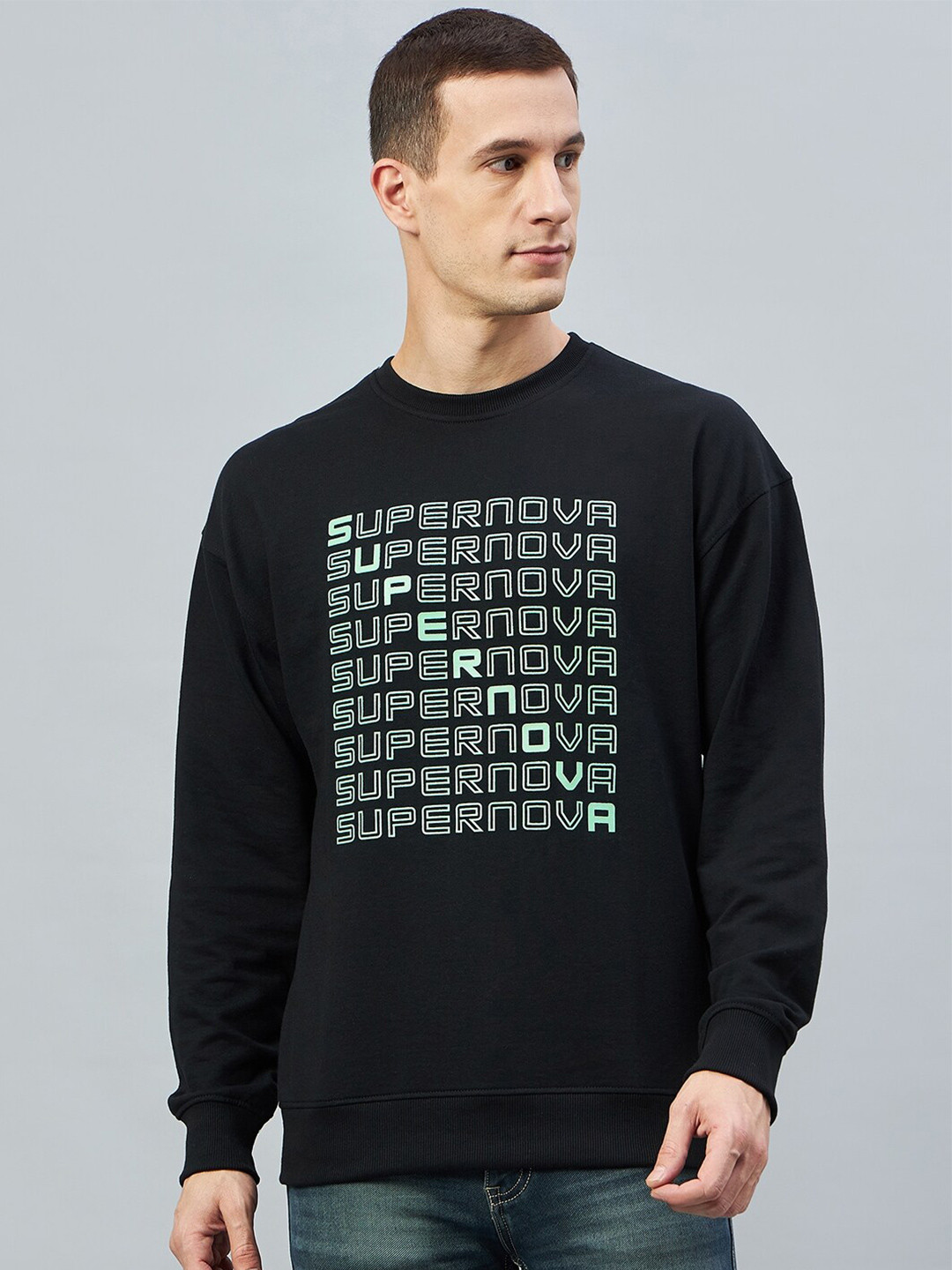 

Club York Typography Printed Cotton Sweatshirt, Black