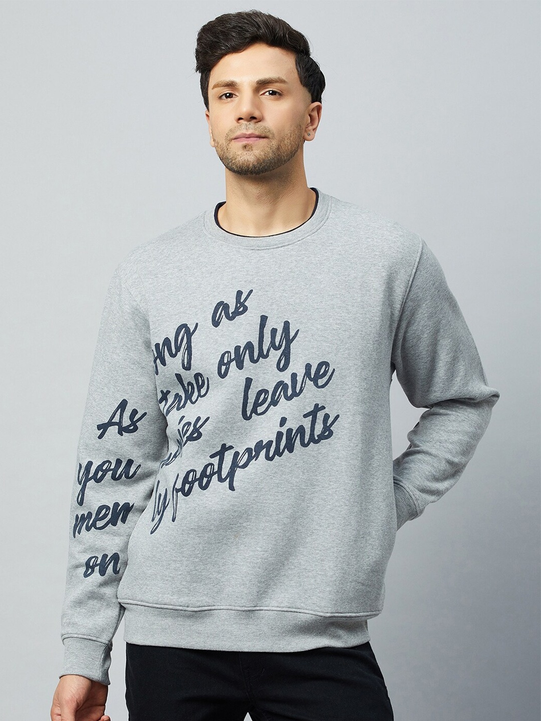 

Club York Typography Printed Fleece Sweatshirt, Grey