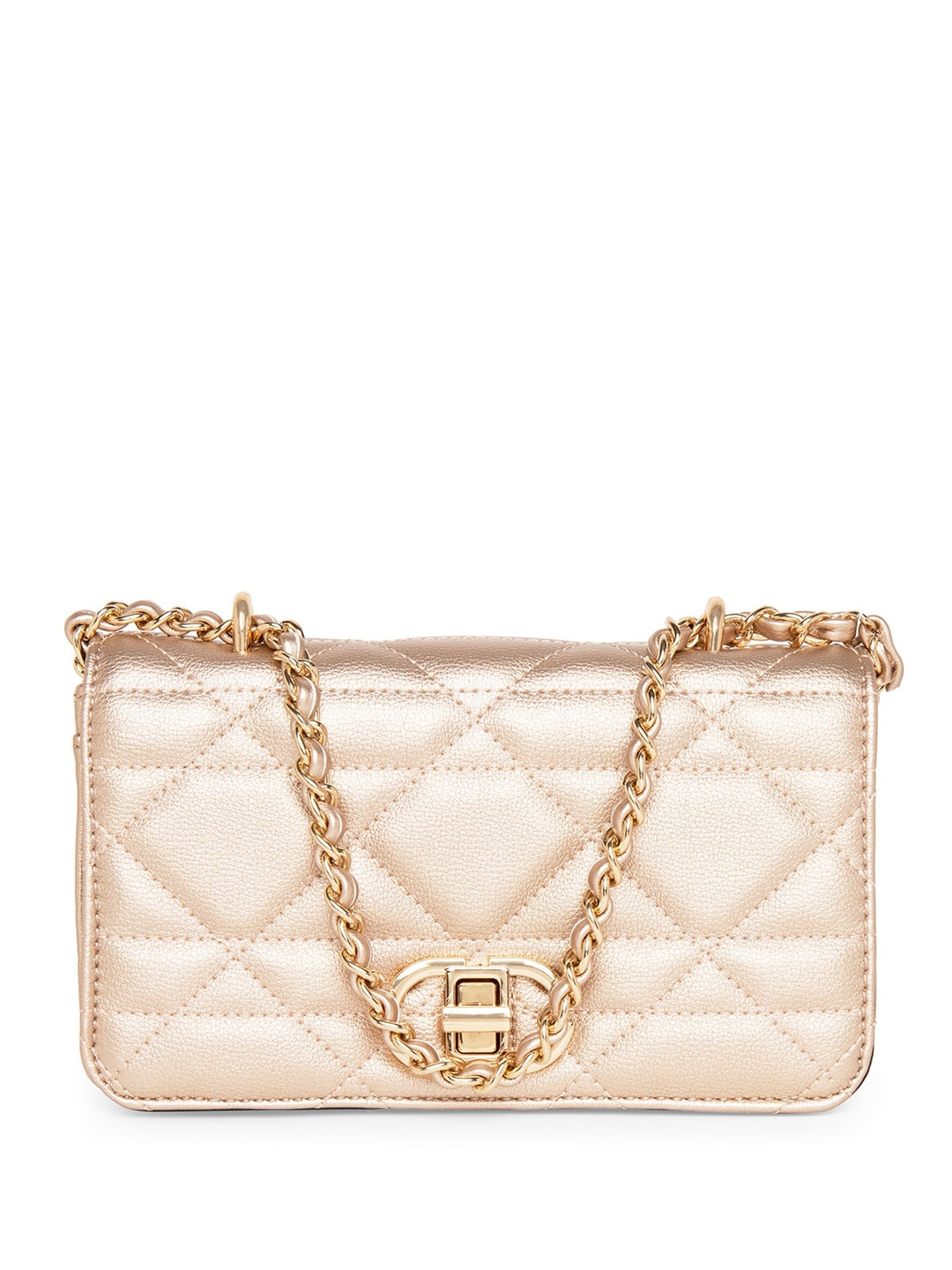 

ALDO Textured Structured Sling Bag with Quilted Detail, Metallic