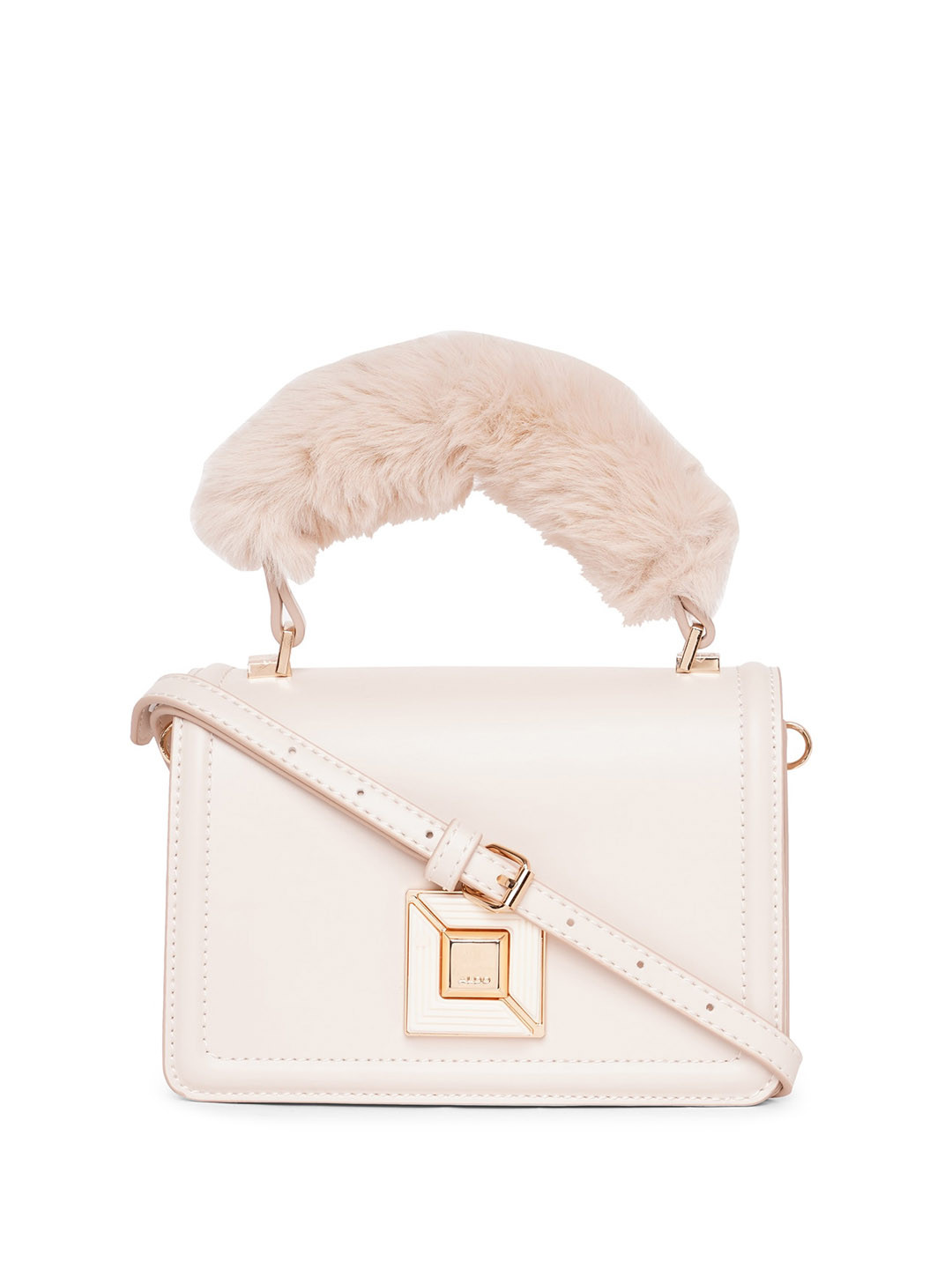 

ALDO White PU Structured Satchel with Tasselled