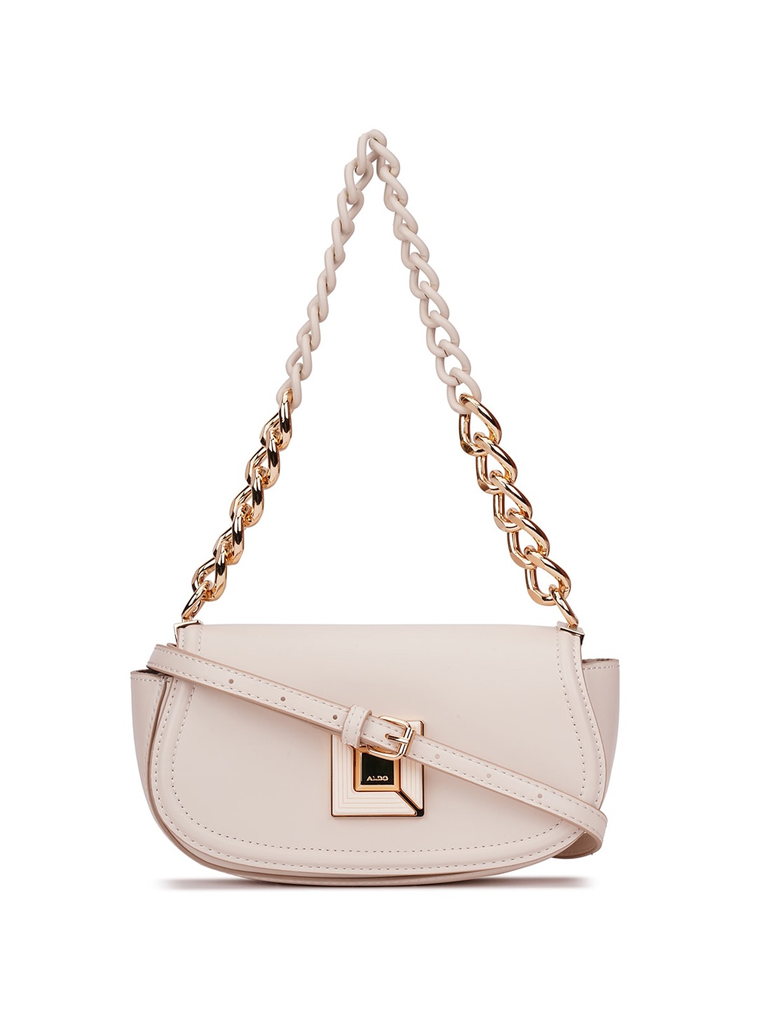 

ALDO Half Moon Shoulder Bag with Embellished Detail, White