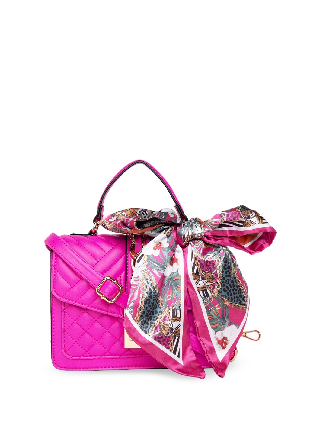 

ALDO Self Design Structured Satchel with Quilted Details, Pink
